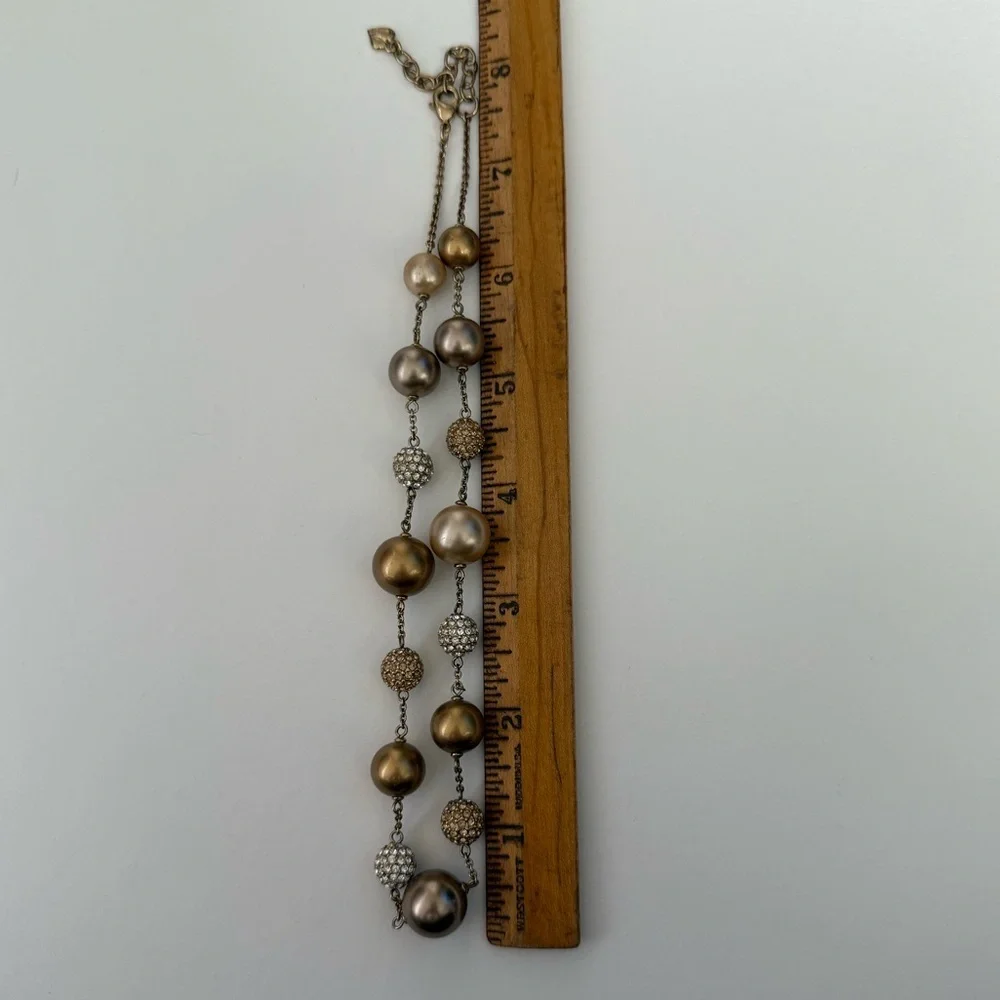 Y2K Carolee Gold-Tone Pearl & Crystal Bead Necklace